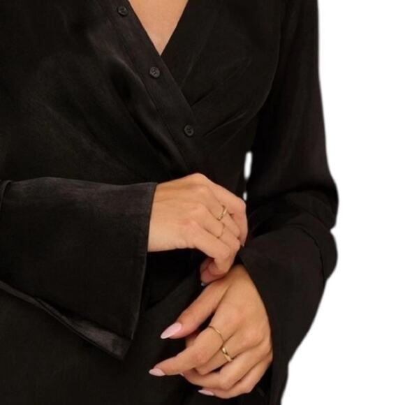 Adrianna Papell Womens Collared Satin Surplice Dress Style # AP1D105159 Sz 6 NWT - Picture 4 of 7